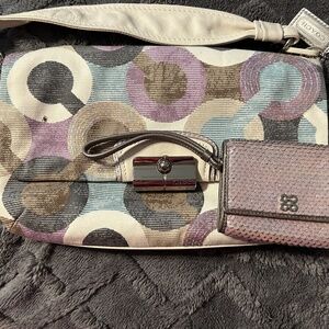Coach Kristin Graphic Op Art Flap Bag 14765 with matching wallet